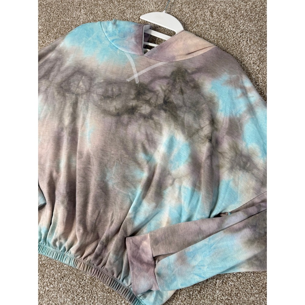 Altar'd State Intimates Womens Large Crop Hoodie Blue Purple Tie Dye Loungewear